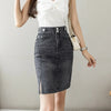 Autumn Plus Size Skirt For Women High Waist Large Size Slit Black Or Blue Jeans Skirts Korean Slim Jupe Femme