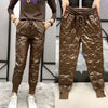 Autumn Winter Cotton Trousers Women's Snow Waterproof Warm Pants Winter Drawstring Thicken Casual Harem Pants