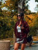 Women Suede Textured Jacket Long Sleeve Lapel Collar Loose Coats Casual Female Outerwear Chic Tops