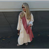 Women's Plaid Scarf Long Trench Coat Loose Stand Collar Full Sleeve Single Breasted Split Coats Autumn Lady Jacket