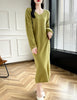 100% Merino Wool Women Long Dress Sweater V-Neck Pullover Long Dress Versatile Cashmere Knitwear Bottoming Clothing