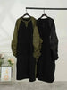 Pleated Long Sleeve Design Contrast Color Dress Loose Patchwork Casual Women Black Dresses Autumn CPG2092