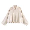 Spring Women's Suede Texture Effect Loose Version of Lapel Shoulder Jacket