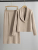 Autumn Winter Knitted Two-piece Set Women's Elegant Cardigan Sweater Jacket A-line Skirt Set Small Suit Collar Set Skirt