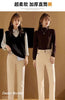 Spring Winter Plus Velvet Women Jeans Button High Waist Solid Pants Pockets Thicken Casual Straight Trousers