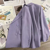 Korean Solid Color Lady Top Outwear Spring Autumn Long Sleeves Female Blazer Jacket Double-breasted Women Suit Coat
