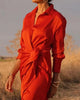 Casual Lapel V Neck Slim Long Dress For Women Spring Full Sleeve Solid Shirts Dress Elegant Lady Lace Up Split Party Dresses