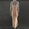 Sexy Mesh See Through Slim Evening Party Dresses Fall Winter Strap Christmas Outfits Glitter Diamond Long Dress for Women