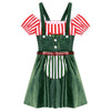 Adult Christmas Cosplay Costume Gingerbread Stripe Patchwork Velvet Dress Women Party Gingersnap Role-playing Cosplay Dress-up