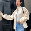 Lazy Style Sweater Jacket for Women Autumn Winter Thicken Warm Soft Knitted Cardigans Zipper Stand Collar Cardigan