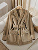 Casual Brown Velvet Blazer for Women Winter Thickened Long Sleeve Lapel Jacket Stylish Versatile Outerwear