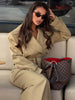 Elegant Solid Women's Blazer Skirts Suit Long Sleeve Lapel Lace-Up Coat Slim Skirt Lady Set Autumn Chic Female Outfits