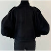 Stand Collar Woolen Bomber Jacket Women Chic Spring Autumn Long Sleeve Pocket Trench Coats Street Zipper Outerwear