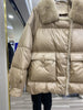 Lagabogy Winter Women Real Fox Fur 90% White Duck Down Jacket Short Puffer Coat Female Vintage Mink Fur Patchwork Parka
