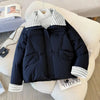 Down Cotton Jacket Women's Short Lamb Wool Loose Cotton Jacket Winter Korean Version Thick Bread Jacket Lemon Yellow