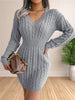 Women Sweater Dresses Cocktail V Neck Knitted Dress Sweater Sheath Dress