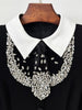 High Street Designer Formal Dresses Women's Shirt Collar Diamonds Beaded Maxi Long Dress
