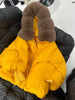Janveny2026 Winter Large Real Fur Hooded Puffer Jacket Women Thicken Warm Knitted Sleeve Coat White Duck Down Mid Long Parka