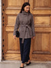 Women Black Belted Double Breasted Coat High Neck Long Sleeve Tailored Fit Elegant Jacket Winter Office Casual Outerwears