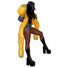Solid Faux Fur Long Coats Women Full Sleeve Open Stitch Fur Jackets Yellow Winter Warm Streetwear