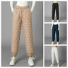 Women Winter Warm Down Cotton Pants Padded Quilted Trousers Elastic Waist Casual Trousers