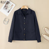 Women Autumn Jackets Casual Turn-Down Collar Long Sleeve Button Up Solid Outerwear Commuting Work Wear Overshirts