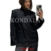 Women Black Hacking Commute Blazer Turtleneck Blazer Spring Fall Office Lady Simple Party Holiday Blazer