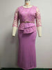 4XL 5XL Plus Size Christmas Dresses Women O Neck 3/4 Sleeve Long Maxi Dress Lace Patchwork Night Party Dress