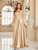 Elegant Sequins Evening Dress For Women Deep V-neck Satin Prom Party Green Dress Floor Length Blue Formal Gowns