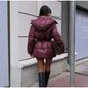Lace Up Hooded Cotton Coat Women Casual Stand Collar Single Breasted Pocket Loose Warm Coats Lady Winter Street Outwear