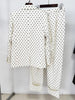 High Street Designer Suit Women Bow Decorated Polka Dot Blazer Pants Set 2PCS