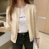Knitted Cardigan Jacket Women Spring Autumn Round Neck Casual Cardigans Woman Solid Color Slim Korean Jumpers Female
