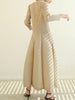 Pleated Long Sleeve Flower Bud Dress Spring Lantern Long Casual Elegant Dresses Dubai Abaya Women Designer Clothes