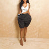 Women's Loose Casual Bloomers Leggings Pockets Elastic Wasit Solid Capris High Street Vintage Trousers