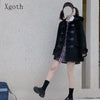 Ladies Coats Autumn/Winter Thickened Warm Solid Hooded Single Row Cow Horn Button Academy Style Woolen Coat Women's Clothing