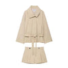 Womens Elegant Solid Two Piece Outfit Long Sleeve Belted Blazer Jacket Pleated Shorts Set Casual Loose Fit Streetwear