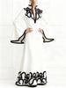 Women's Spring Artistic Vintage Maxi Dress Hollow V-Neck Flared Sleeves Lady Elegant Gown for Formal Evening Party