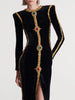 Solid Spliced Sequins Temperament Dresses for Women O Neck Long Sleeves Patchwork Bead Split Dress Female