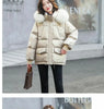 Winter Warm Duck Down Jacket Women's Clothes Glossy Fur collar Thicken Parka Short Down Coat Female