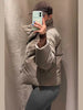 Casual Solid Lace Up Cotton Jacket Women Stand Collar Long Sleeve Pocket Warm Thick Jackets Autumn Winter Lady Outerwear