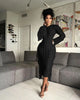 Women Long Sleeve Tassel Bodycon Midi Knit Straight Maxi Dress Autumn Winter O-neck Sweater Vestidos Dresses