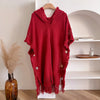 Autumn Winter Women Knitted Cape Shawl Wrap Cloak Ethnic Hooded Poncho Hoody Jumper Sweater Tassels Echarpe Blanket