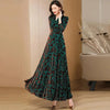 Spring Autumn Gold Velvet Long Sleeve Dress For Women High Grade Green Plush Jacquard Long Dress Female Elegant Dresses 4XL