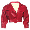 Crop Jacket Women PU Fall Wild Deep V-Neck Elegant Belt Buckle Zip Full Sleeve Streetwear Office Classic Coat