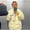 Cute Floral Printed Quilted Cotton Padded Jacket With Detachable Hooded Women Thick Oversized Coat Warm Winter Girl‘s Outerwear