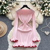 Women Dress Autumn Aesthetic Ruffled Knitted Mini Dress Lady Slim Elastic Bodycon Party Dress Streetwear Vestidos