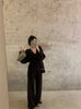 Sweater Set Women's Loose Outer Wear Lazy Style Winter Lace-up Knitted Jacket Cardigan Wide-leg Pants Two-piece Set