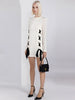 High Street S/S Designer Runway Women's Long Sleeve Ribbons Lacing Up Dress