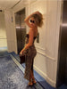 Leopard Prints Sequins Patchwork Lace Women Dresses Camisoles Hip Wrap Skinny Sexy Club Party Outfits Female