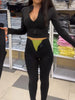 Women High Waist Zipper Abdomen Shaping Shark Pants Black Slim Tie-waist Hip Package Pant Female Autumn Lady Trousers
